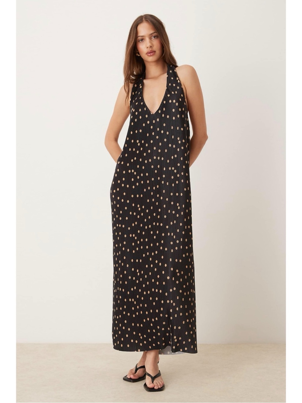 Polka Dot Halter Maxi Dress